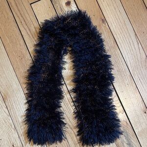 Fluffy Black and gold handmade scarf by grandma!❤️